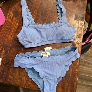 Jessica Simpson baby blue 2 piece bikini/bathing suit M